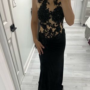 Cinderella Divine Sequin Mesh Top Black Dress